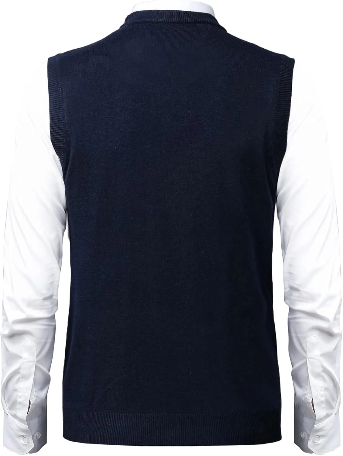 Mens Soft V Neck Crew Neck Knitted Sweater Vest Solid Sleeveless Pullover Slim Fit Plain Color for Dad Husband