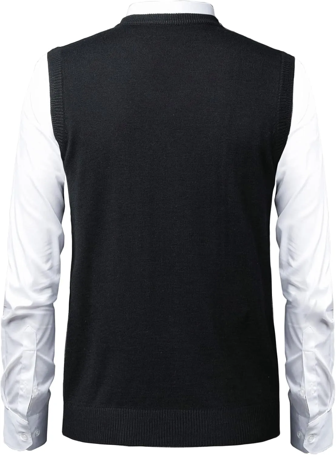 Mens Soft V Neck Crew Neck Knitted Sweater Vest Solid Sleeveless Pullover Slim Fit Plain Color for Dad Husband