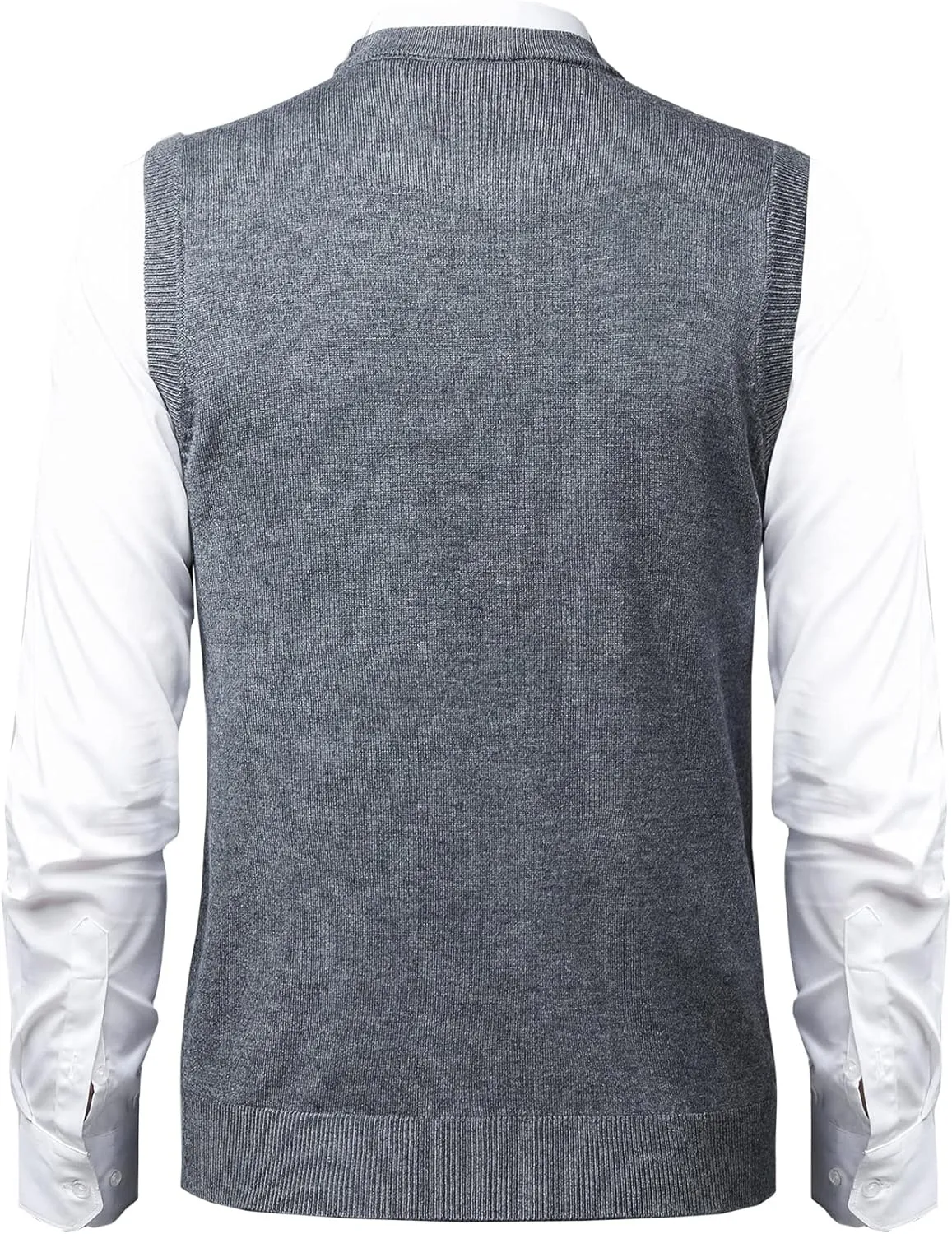 Mens Soft V Neck Crew Neck Knitted Sweater Vest Solid Sleeveless Pullover Slim Fit Plain Color for Dad Husband