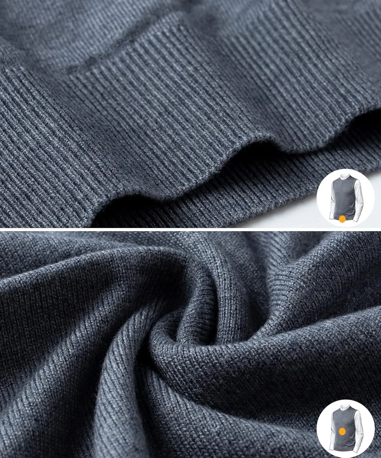 Mens Soft V Neck Crew Neck Knitted Sweater Vest Solid Sleeveless Pullover Slim Fit Plain Color for Dad Husband