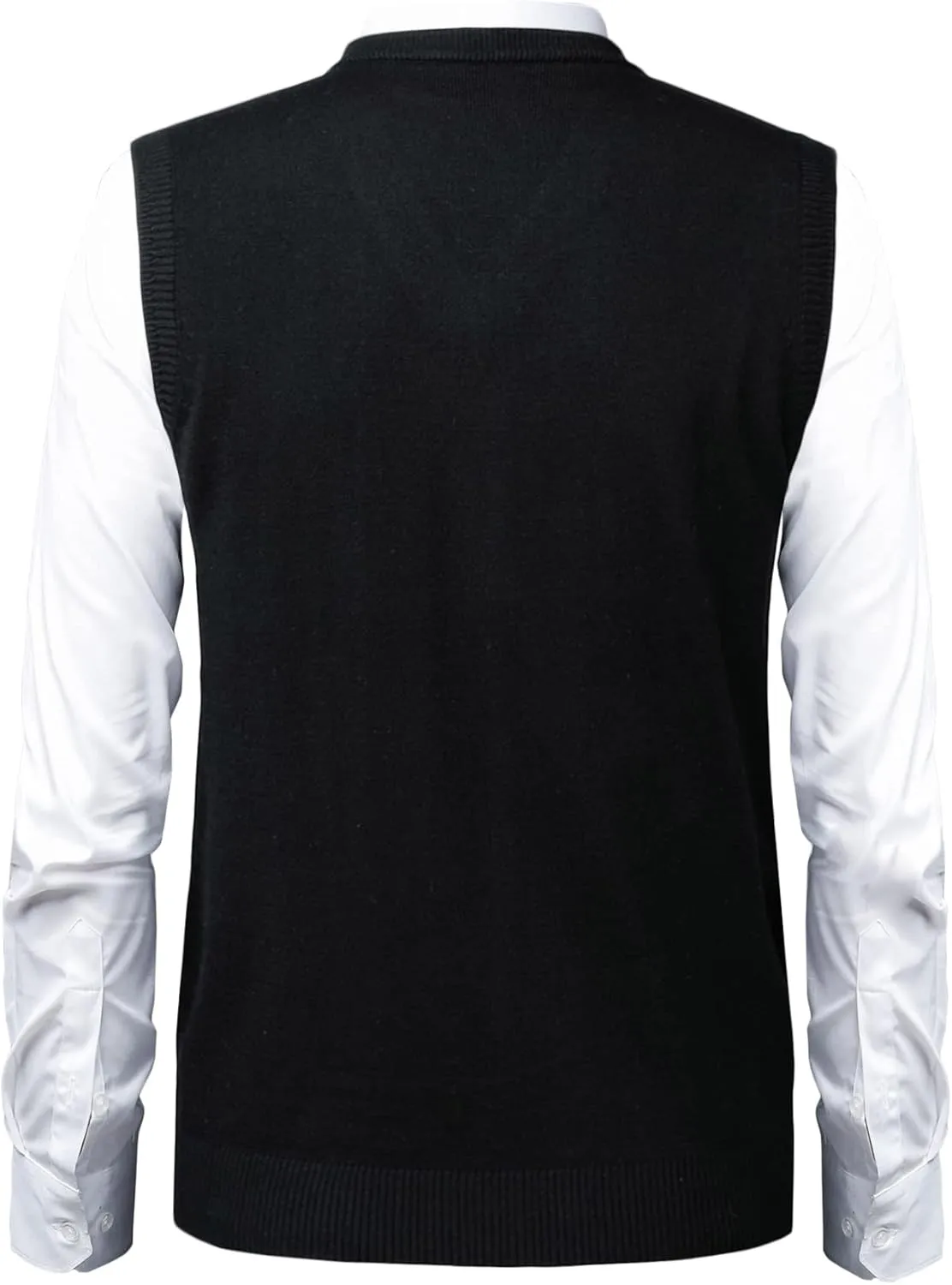 Mens Soft V Neck Crew Neck Knitted Sweater Vest Solid Sleeveless Pullover Slim Fit Plain Color for Dad Husband