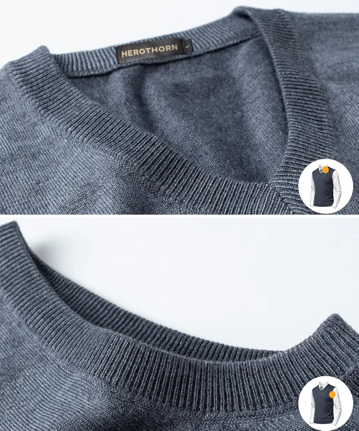 Mens Soft V Neck Crew Neck Knitted Sweater Vest Solid Sleeveless Pullover Slim Fit Plain Color for Dad Husband