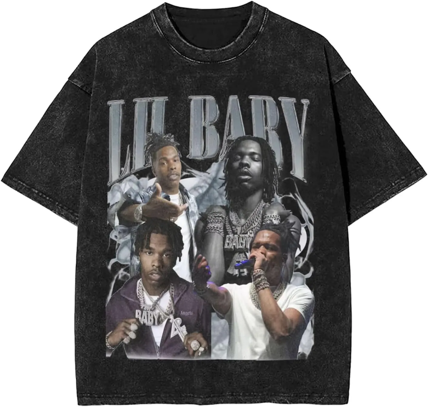 Mens Vintage Oversized Drop Shoulder Novelty T-Shirts Loose Wash Solid Tee Tops
