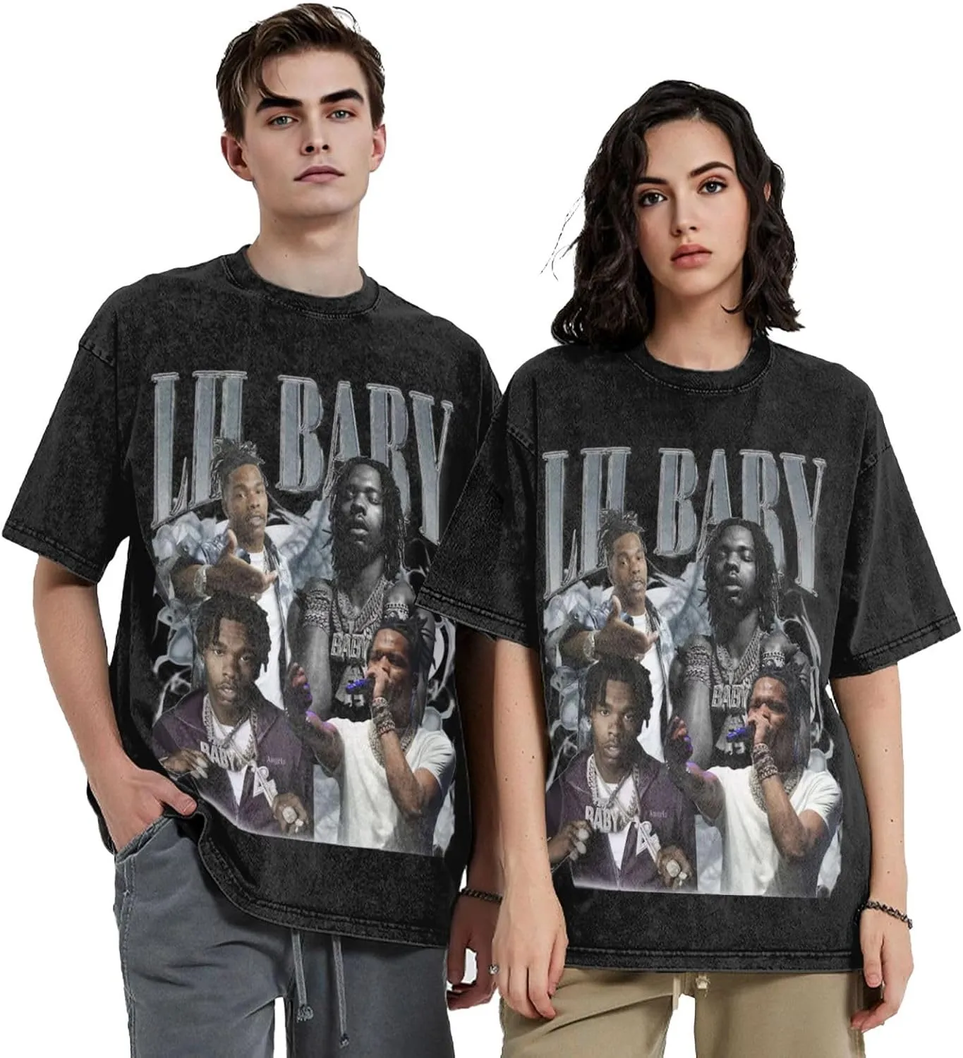 Mens Vintage Oversized Drop Shoulder Novelty T-Shirts Loose Wash Solid Tee Tops