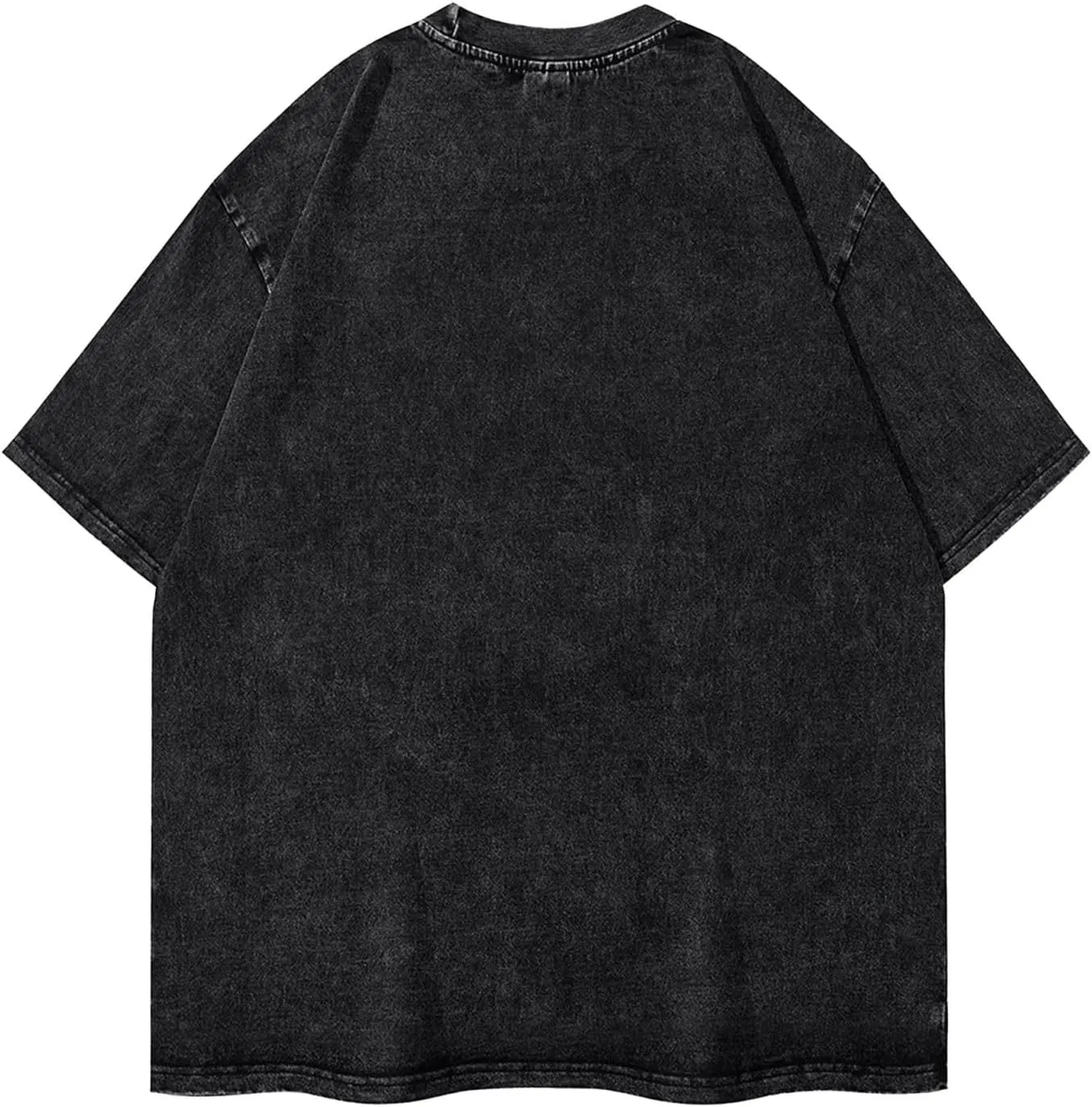 Mens Vintage Oversized Drop Shoulder Novelty T-Shirts Loose Wash Solid Tee Tops