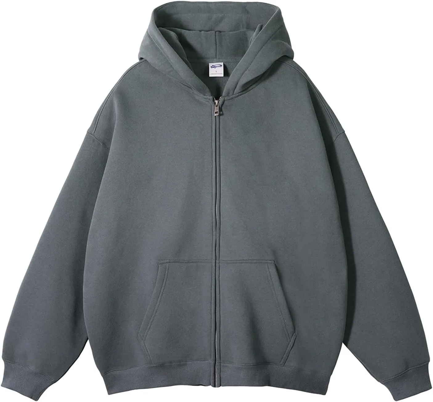 Mens Zip Up Hoodies Long Sleeve Solid Color Pullover Heavyweight Coat with Pockets Hooded 2024 Fall Fashion Clothes