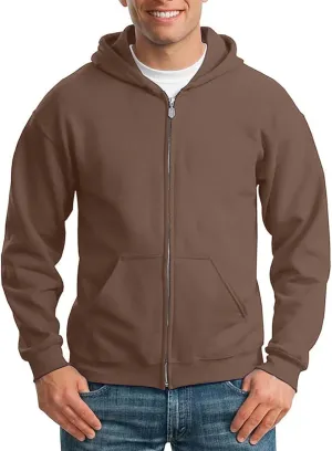 Mens Zip Up Hoodies Long Sleeve Solid Color Pullover Heavyweight Coat with Pockets Hooded 2024 Fall Fashion Clothes