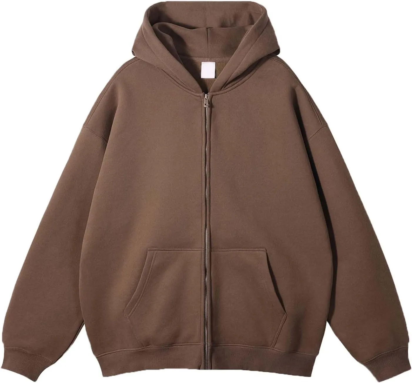 Mens Zip Up Hoodies Long Sleeve Solid Color Pullover Heavyweight Coat with Pockets Hooded 2024 Fall Fashion Clothes