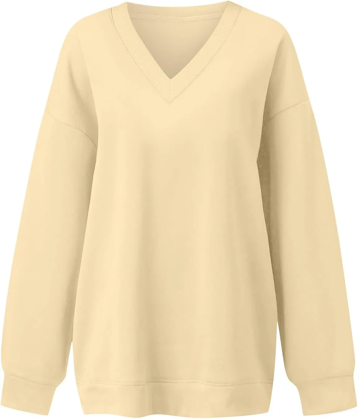 midelxp Womens Oversized V Neck Sweatshirt Trendy Casual Winter Fleece Pullover Sweaters Cute Preppy Long Sleeve Sweat Shirts