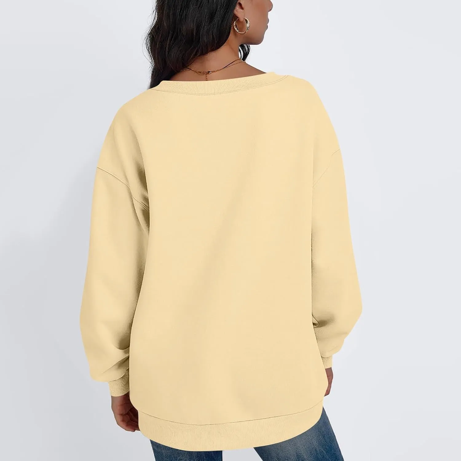 midelxp Womens Oversized V Neck Sweatshirt Trendy Casual Winter Fleece Pullover Sweaters Cute Preppy Long Sleeve Sweat Shirts