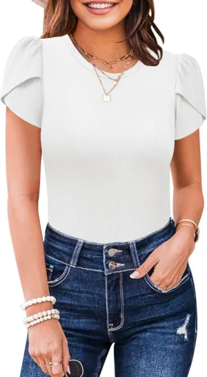MIHOLL Women's Short Sleeve T Shirt Crew Neck 2025 Summer Casual Tee Blouses Tops