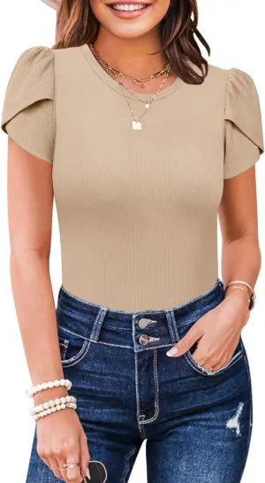 MIHOLL Women's Short Sleeve T Shirt Crew Neck 2025 Summer Casual Tee Blouses Tops