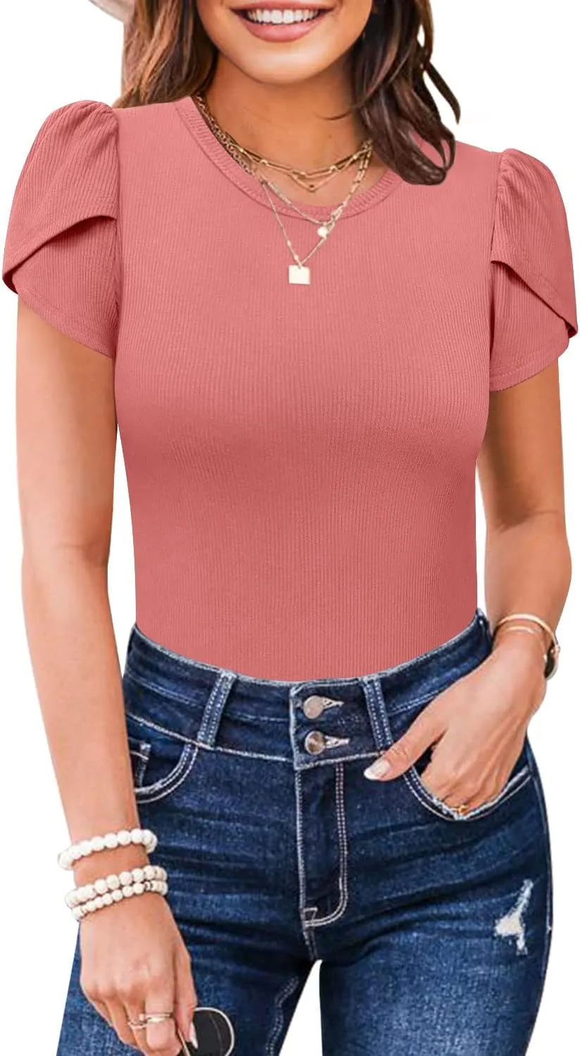 MIHOLL Women's Short Sleeve T Shirt Crew Neck 2025 Summer Casual Tee Blouses Tops