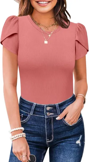 MIHOLL Women's Short Sleeve T Shirt Crew Neck 2025 Summer Casual Tee Blouses Tops