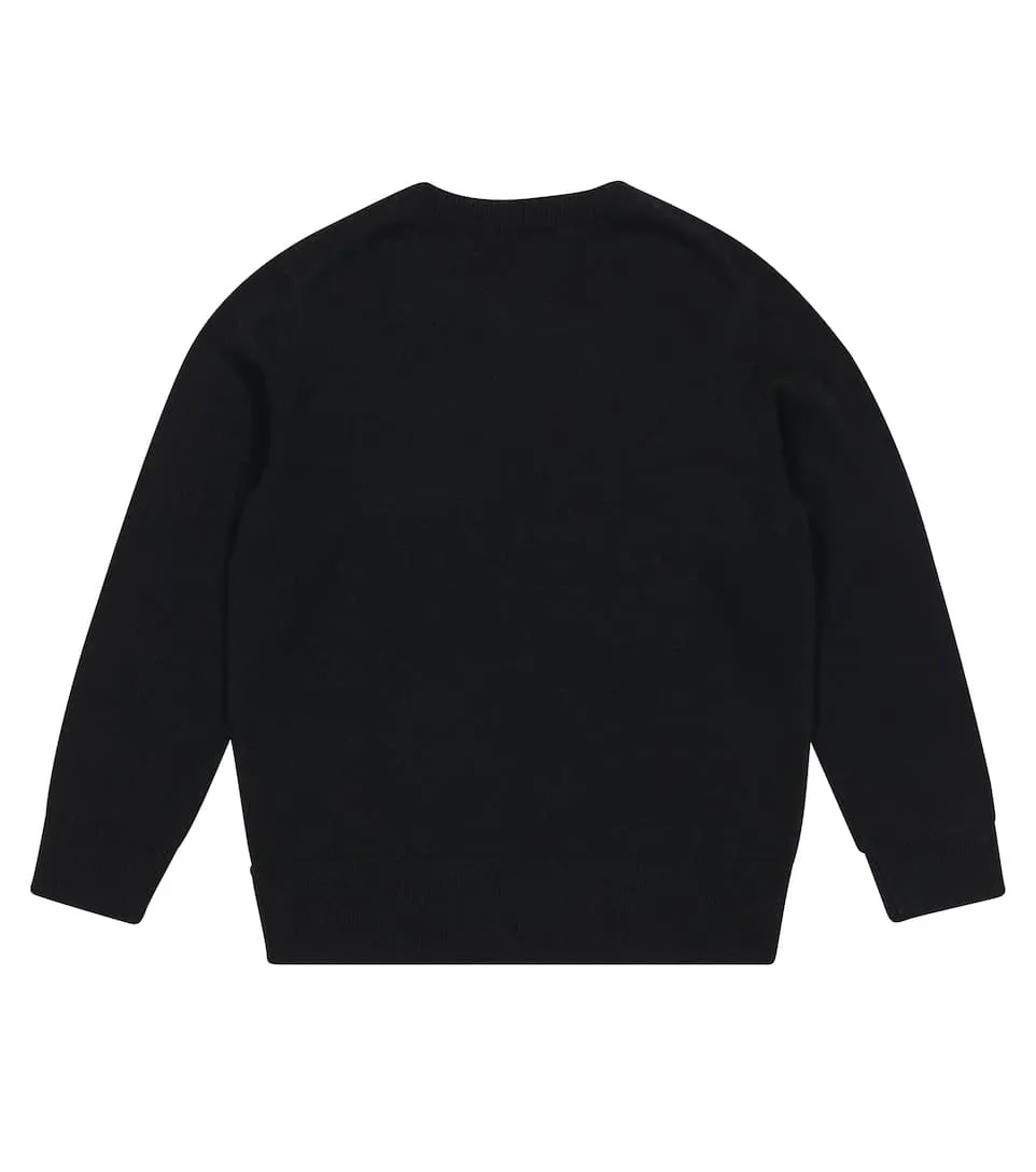 Mini face patch wool sweater black