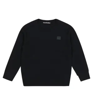 Mini face patch wool sweater black