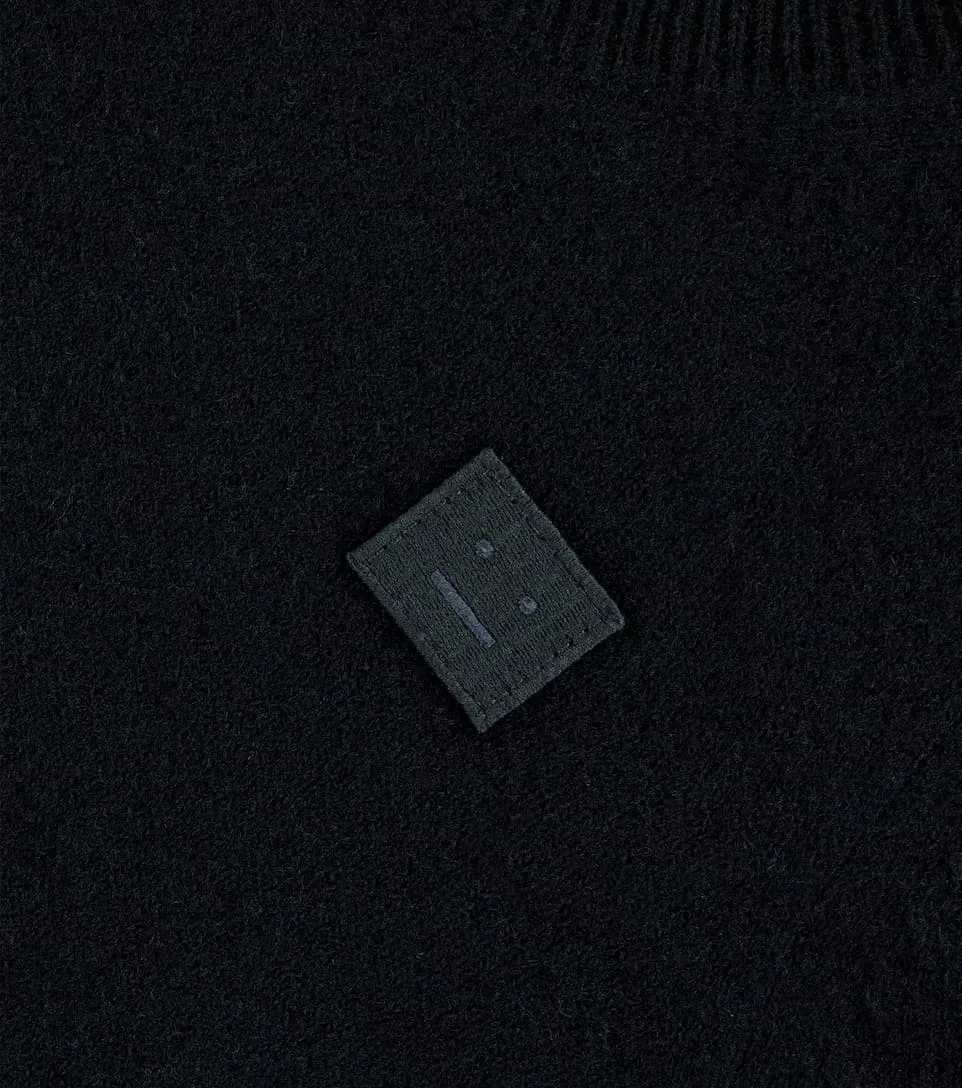 Mini face patch wool sweater black