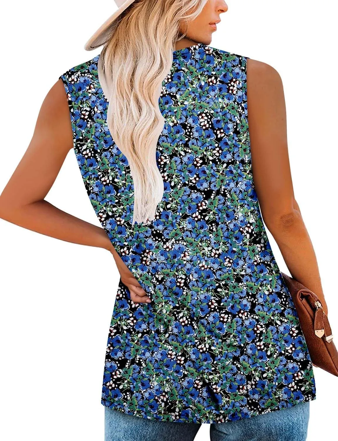 MODARANI Casual Summer Shirts for Women Flowy Tunic Tops Fit and Flare Floral Blouses