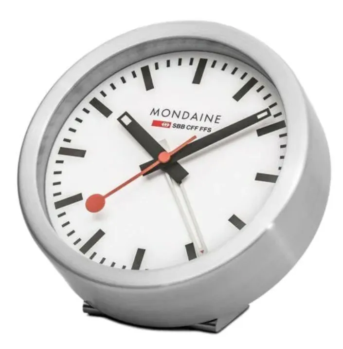 Mondaine Table Clock 125mm Aluminum Mini Alarm Clock // Deep Blue