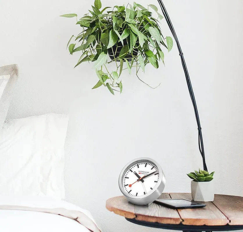 Mondaine Table Clock 125mm Aluminum Mini Alarm Clock // Deep Blue