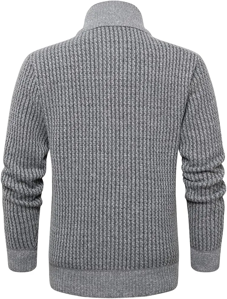 Msmsse Men's Cardigan Sweaters Full Zip Knitted Sweater for Men