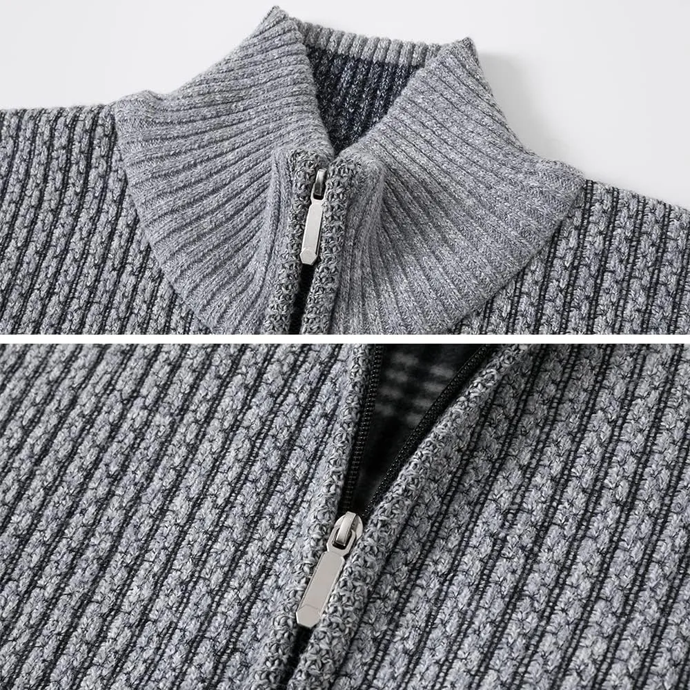 Msmsse Men's Cardigan Sweaters Full Zip Knitted Sweater for Men