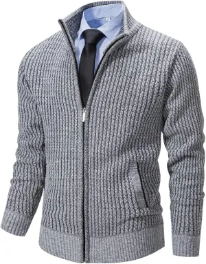 Msmsse Men's Cardigan Sweaters Full Zip Knitted Sweater for Men