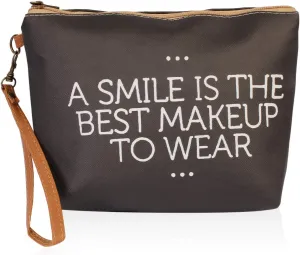 Multifunction Cute Print Travel Cosmetic Pouch Bag - Bridesmaid Gift Makeup Organizer Toiletry Wristlet Purse Inspirational Quote/Skull/Pineapple (Smile)