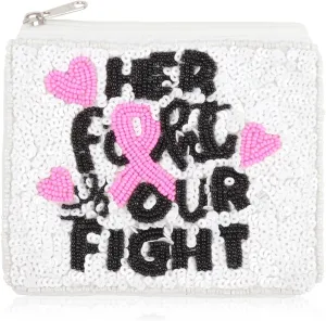 Multifunction Cute Print Travel Cosmetic Pouch Bag - Bridesmaid Organizer Wristlet Purse Inspirational Quote/Skull/Pineapple (Bead Coin Pouch - Her Fort & Our Fight)
