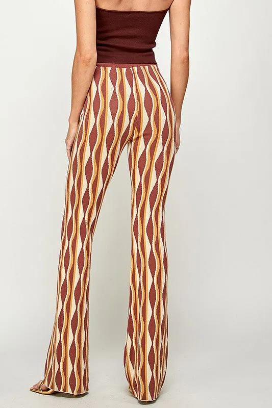 My Heart Is A Bar Jacquard Retro Print Knit Pants