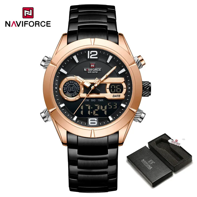 NAVIFORCE NF9232 Design Watch For Men Luxury Waterproof Sport Calendar Quartz Wristwatches Dual Display Chronograph Clock