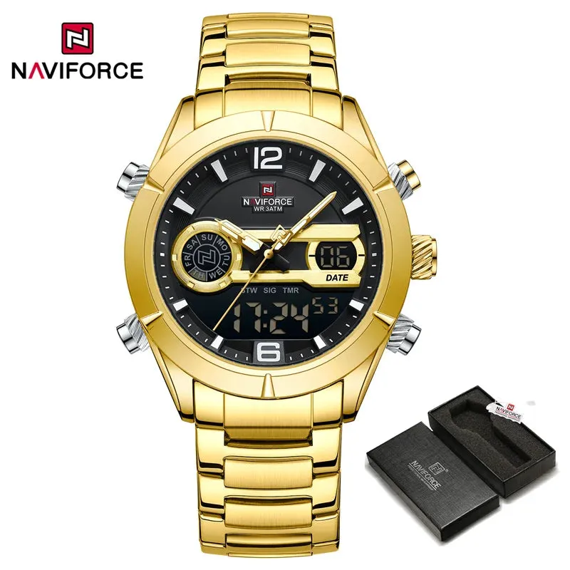 NAVIFORCE NF9232 Design Watch For Men Luxury Waterproof Sport Calendar Quartz Wristwatches Dual Display Chronograph Clock