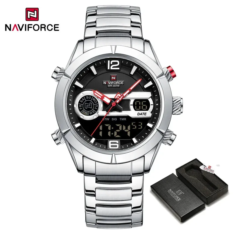 NAVIFORCE NF9232 Design Watch For Men Luxury Waterproof Sport Calendar Quartz Wristwatches Dual Display Chronograph Clock