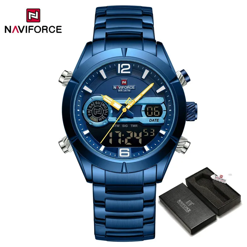 NAVIFORCE NF9232 Design Watch For Men Luxury Waterproof Sport Calendar Quartz Wristwatches Dual Display Chronograph Clock