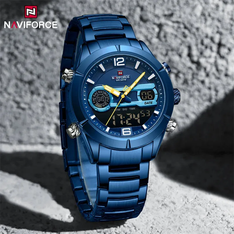 NAVIFORCE NF9232 Design Watch For Men Luxury Waterproof Sport Calendar Quartz Wristwatches Dual Display Chronograph Clock