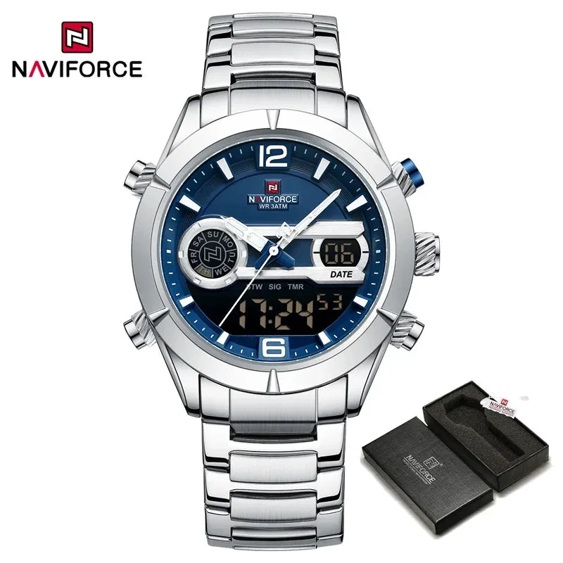 NAVIFORCE NF9232 Design Watch For Men Luxury Waterproof Sport Calendar Quartz Wristwatches Dual Display Chronograph Clock