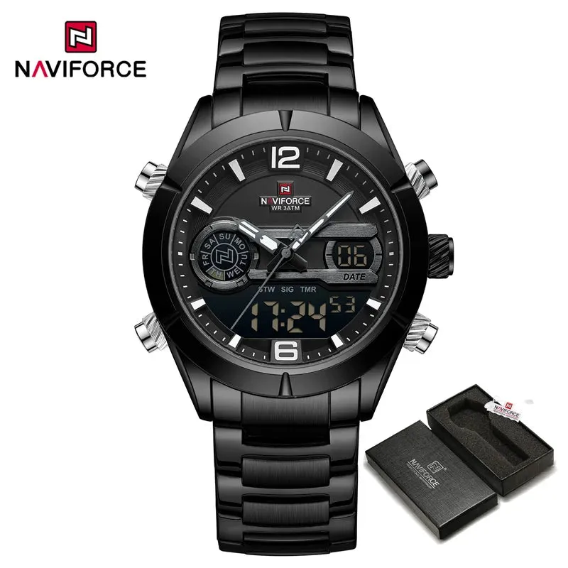 NAVIFORCE NF9232 Design Watch For Men Luxury Waterproof Sport Calendar Quartz Wristwatches Dual Display Chronograph Clock