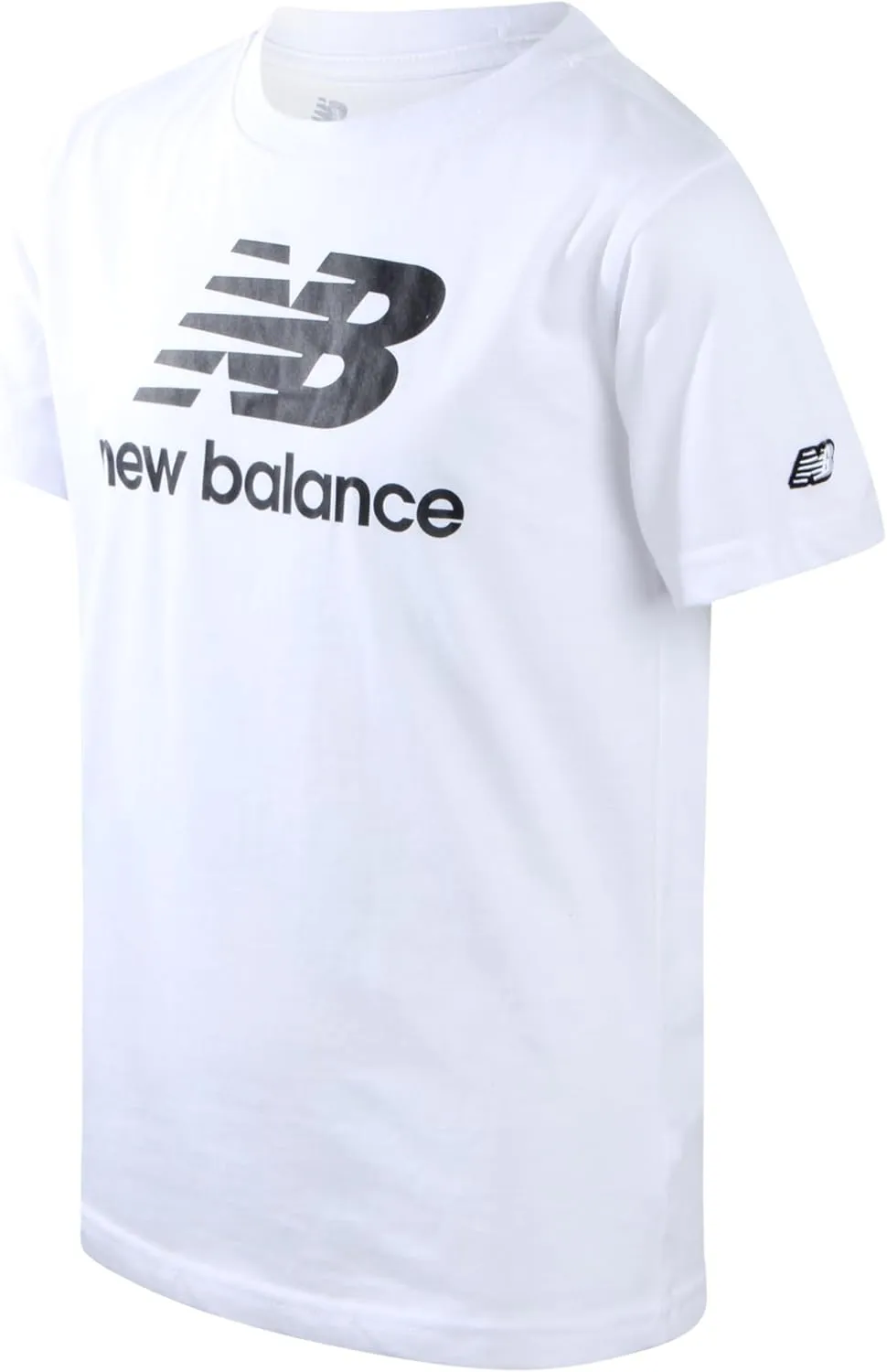New Balance Boys' T-Shirt - Cotton Core Stacked Logo Shirt for Boys' - Kids Youth Athletic Crewneck Short Sleeve Tee (8-20)