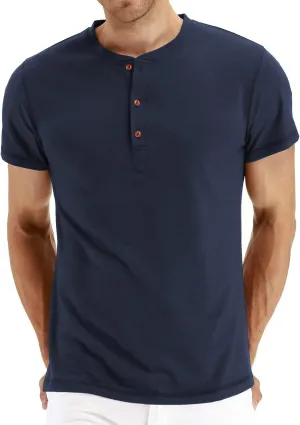 NITAGUT Mens Fashion Casual Front Placket Basic Long/Short Sleeve Henley T-Shirts