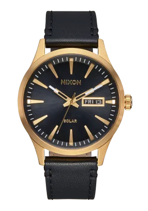 Nixon Sentry Solar Leather Watch - All Gold/Black