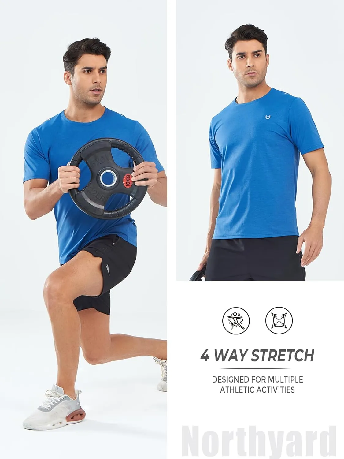 NORTHYARD Men's Workout Gym Shirts Quick Dry T-Shirts Running Athletic Short Sleeve Shirt for Men