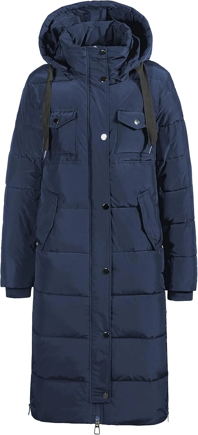 NUTEXROL Women's Winter Long Down Parka Jackets Warm Thickened Hooded Maxi Quilted Puffer Coat