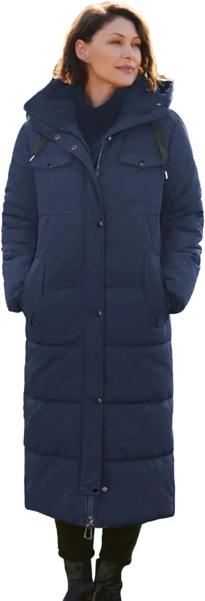 NUTEXROL Women's Winter Long Down Parka Jackets Warm Thickened Hooded Maxi Quilted Puffer Coat