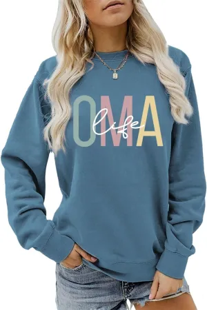 OMA Life Sweatshirt for Women Funny Grandma Crewneck Pullover Sweater Long Sleeve Best Oma Shirts Nana Fall Tops