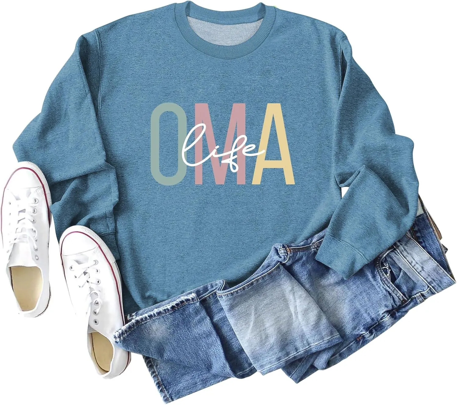 OMA Life Sweatshirt for Women Funny Grandma Crewneck Pullover Sweater Long Sleeve Best Oma Shirts Nana Fall Tops
