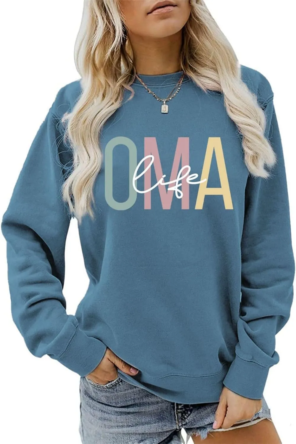 OMA Life Sweatshirt for Women Funny Grandma Crewneck Pullover Sweater Long Sleeve Best Oma Shirts Nana Fall Tops