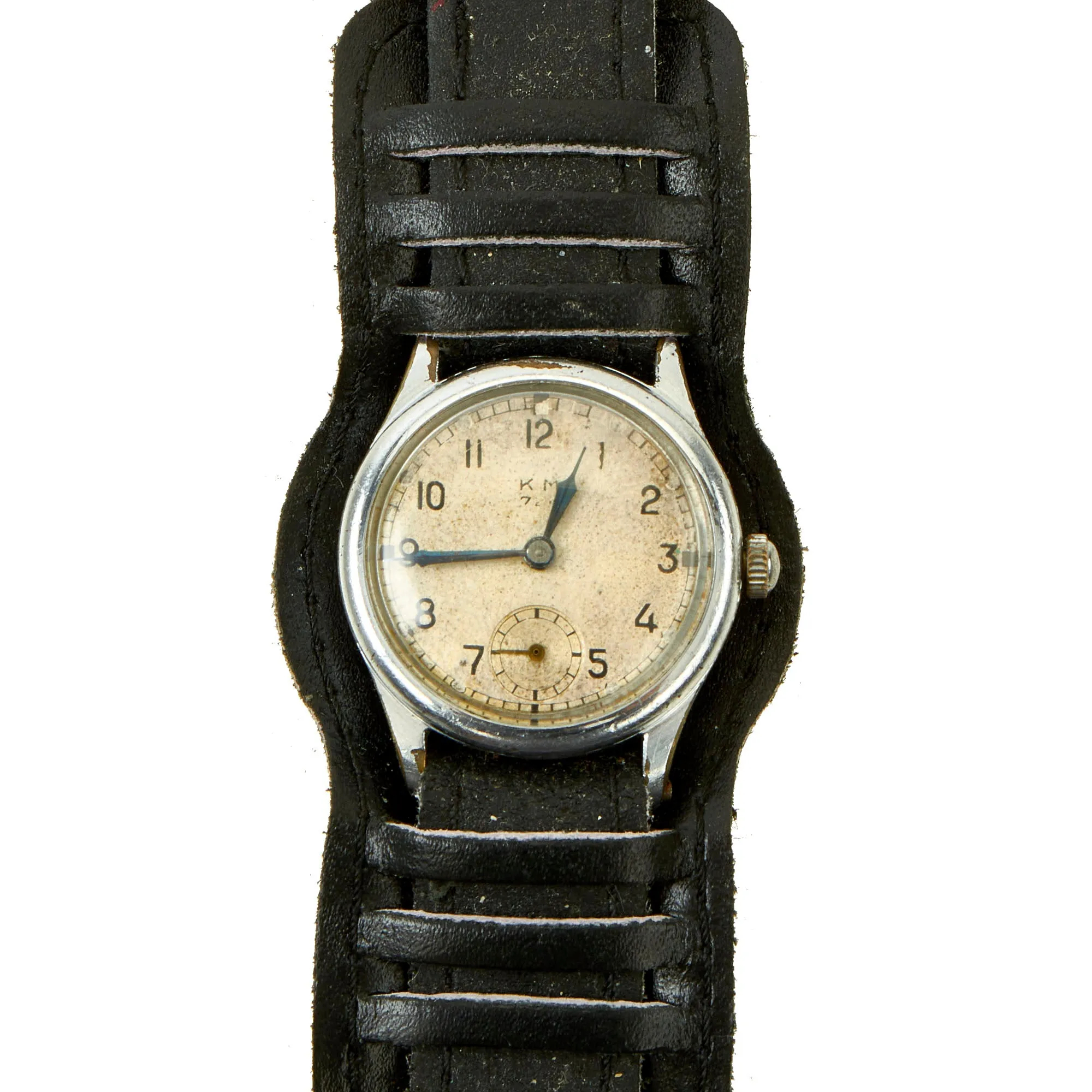 Original German WWII Kriegsmarine K.M. Wrist Watch by Festa With U-Boat U-847 Insignia Etched Into Case - Fully Functional