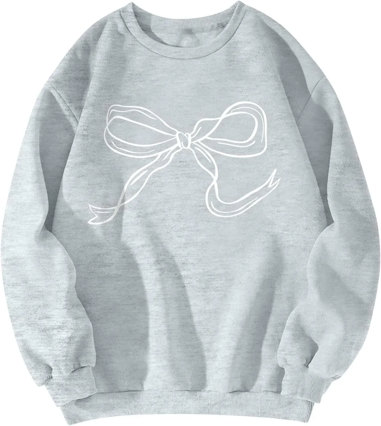 Oversized Crewneck Sweatshirt Women Cute Bow Graphic Sweatshirts Long Sleeve Fleece Pullover Bow Sweater Y2k Tops