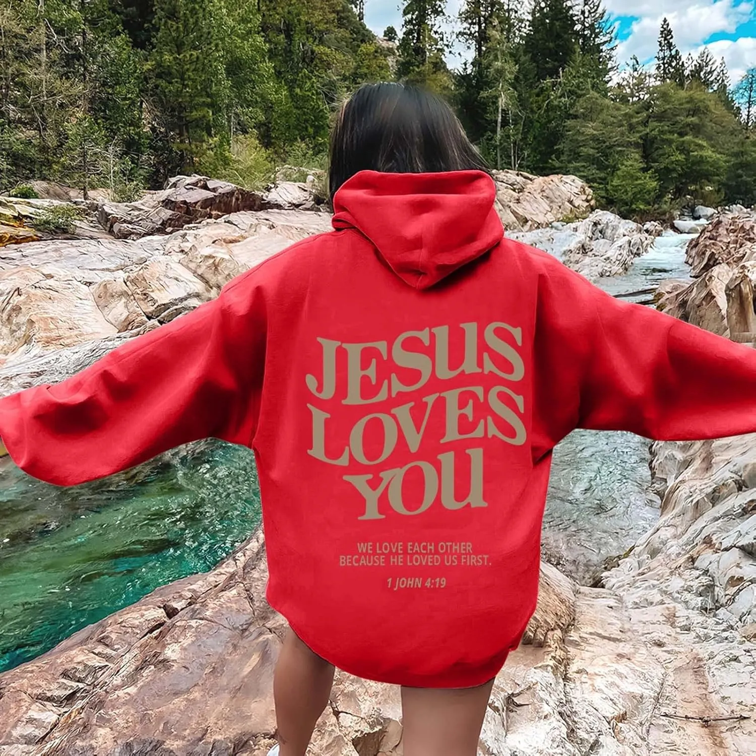 Oversized Hoodie for Women Thankful Grateful Blessed Christian Hooded Hoodies Causal Sweatshirts with Pocket Pullover