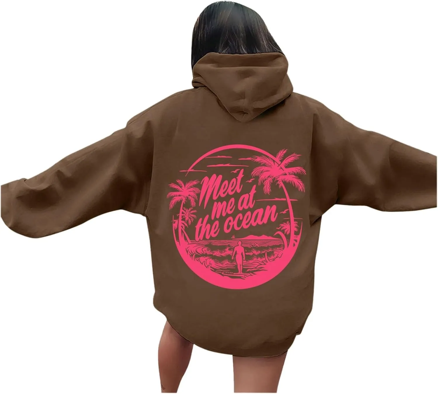 Oversized Hoodies for Women, Teen Girls Preppy Sweatshirt Long Sleeve Y2K Graphic Tees with Pockets